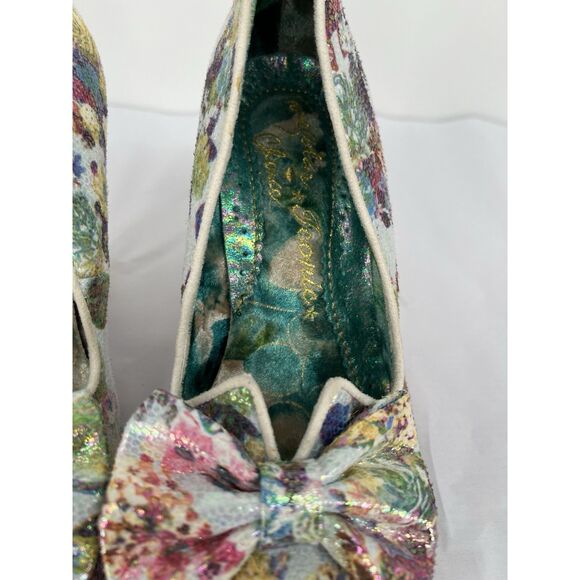 Irregular Choice Nick Of Time Floral Sparkling Cream Heels Size 41 US 10 - Picture 3 of 16